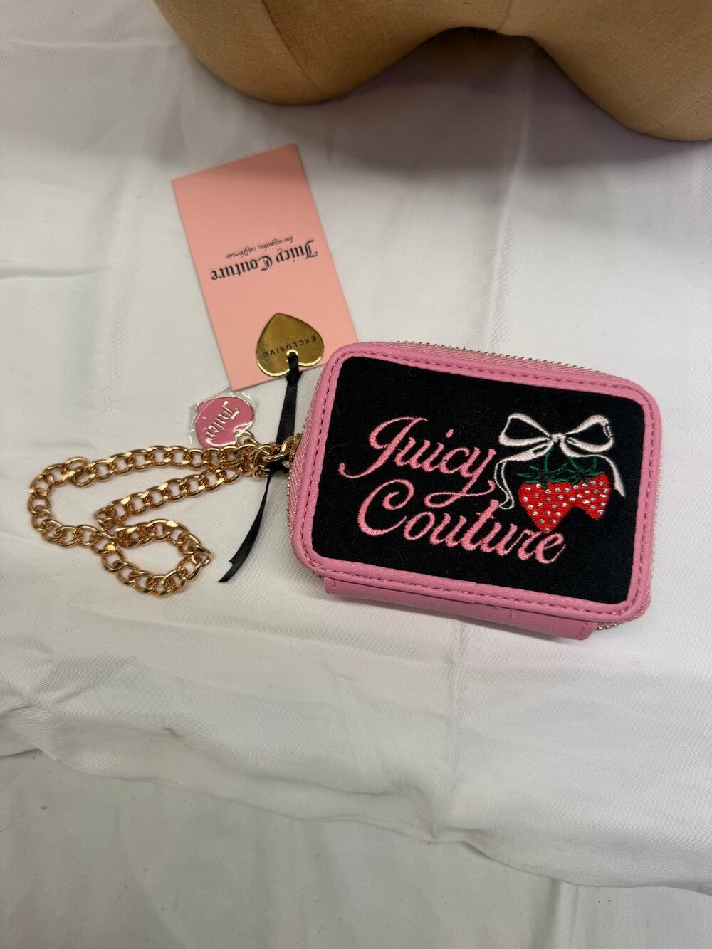 Juicy Couture Pink Accessory Set – Heart Charm – Wallet – Gold Chain – New